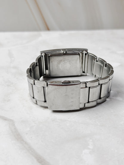 Guess Rectangular Watch – Stainless Steel – Silver Dial – Quartz – New Battery