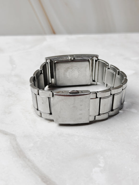Guess Rectangular Watch – Stainless Steel – Silver Dial – Quartz – New Battery