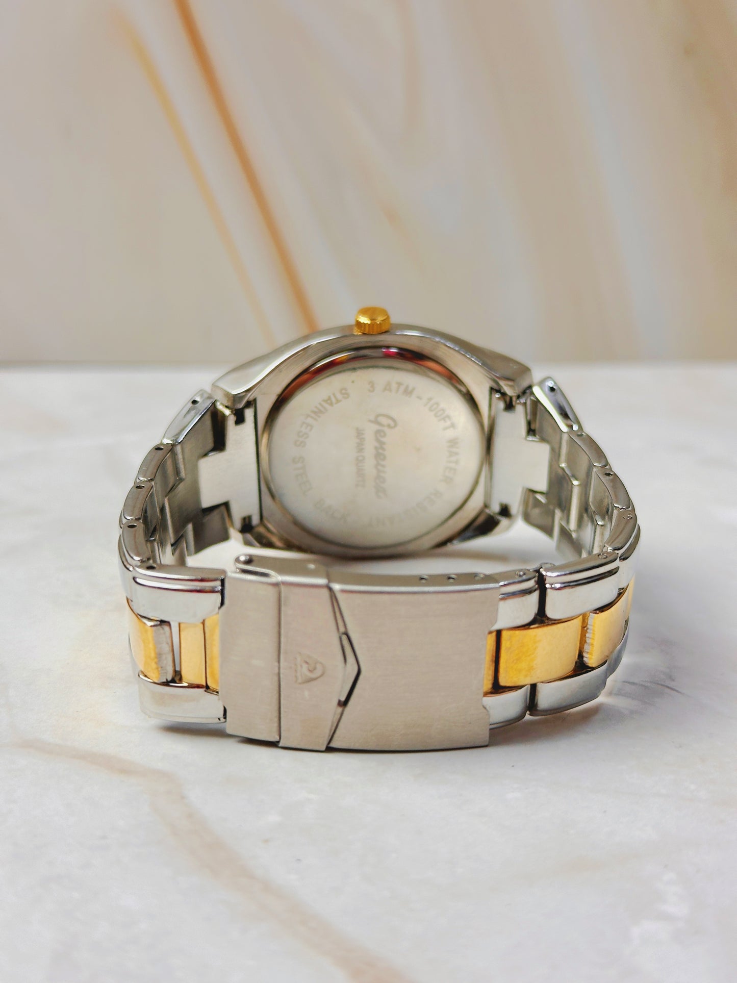 Geneva Gold Tone Unisex Watch – Date Window – Water Resistant – Quartz – New Battery