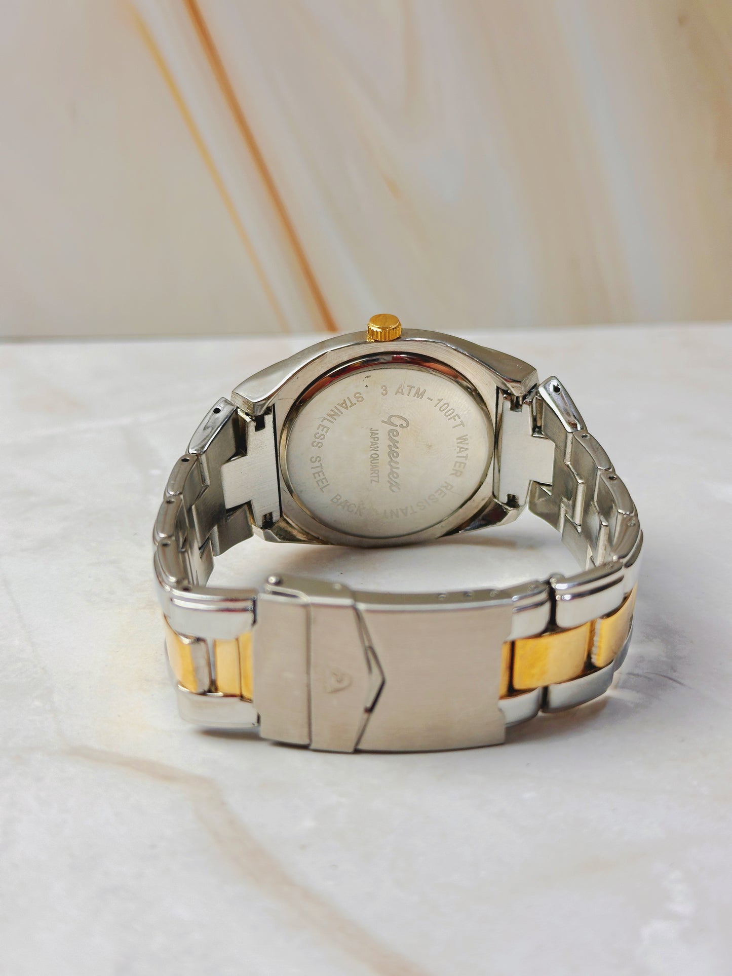 Geneva Gold Tone Unisex Watch – Date Window – Water Resistant – Quartz – New Battery