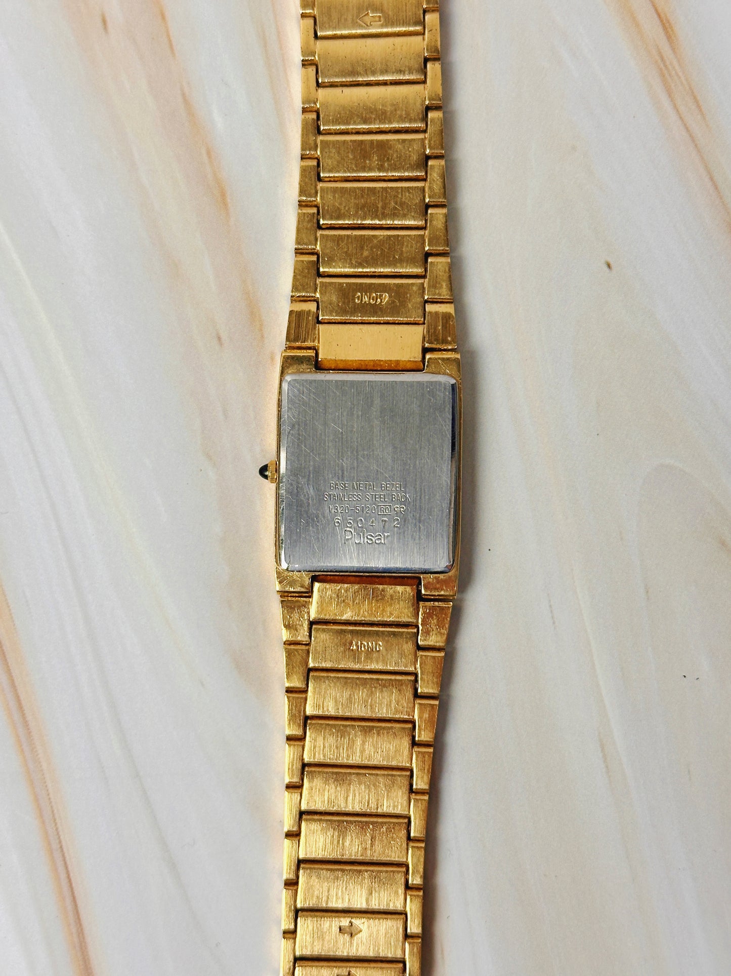 Pulsar Women’s Gold Tone Tank Style Watch – Diamond Accents – Quartz Dress Watch