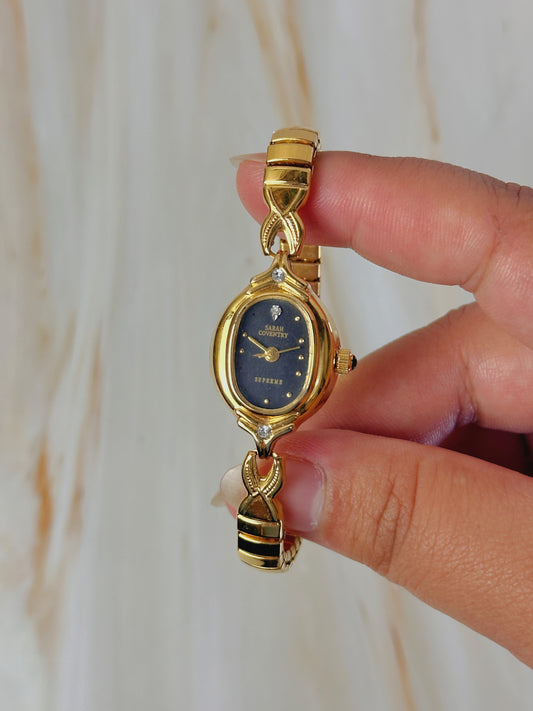 Sarah Coventry Supreme Women’s Oval Dress Watch – Gold Tone Bracelet – Quartz