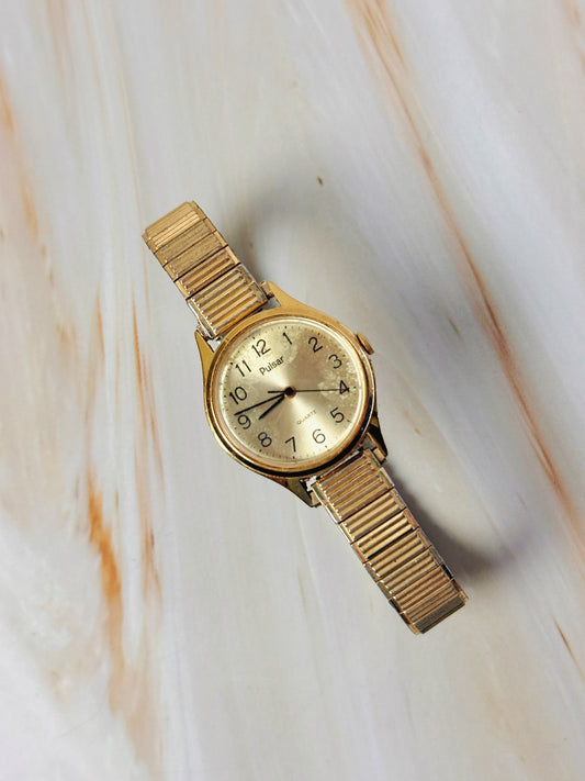 Pulsar Women’s Gold Tone Classic Watch – Arabic Numeral Dial – Quartz Dress Watch