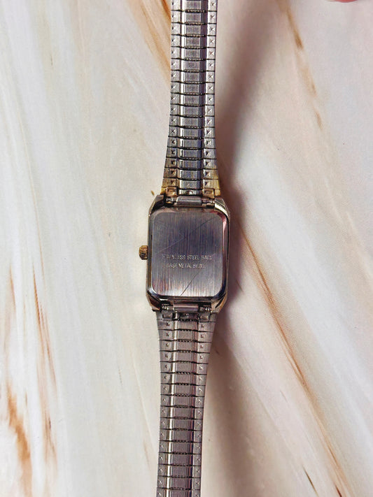 Risa Women’s Rectangular Dress Watch – Two Tone Gold & Silver – Slim Tank Style Quartz