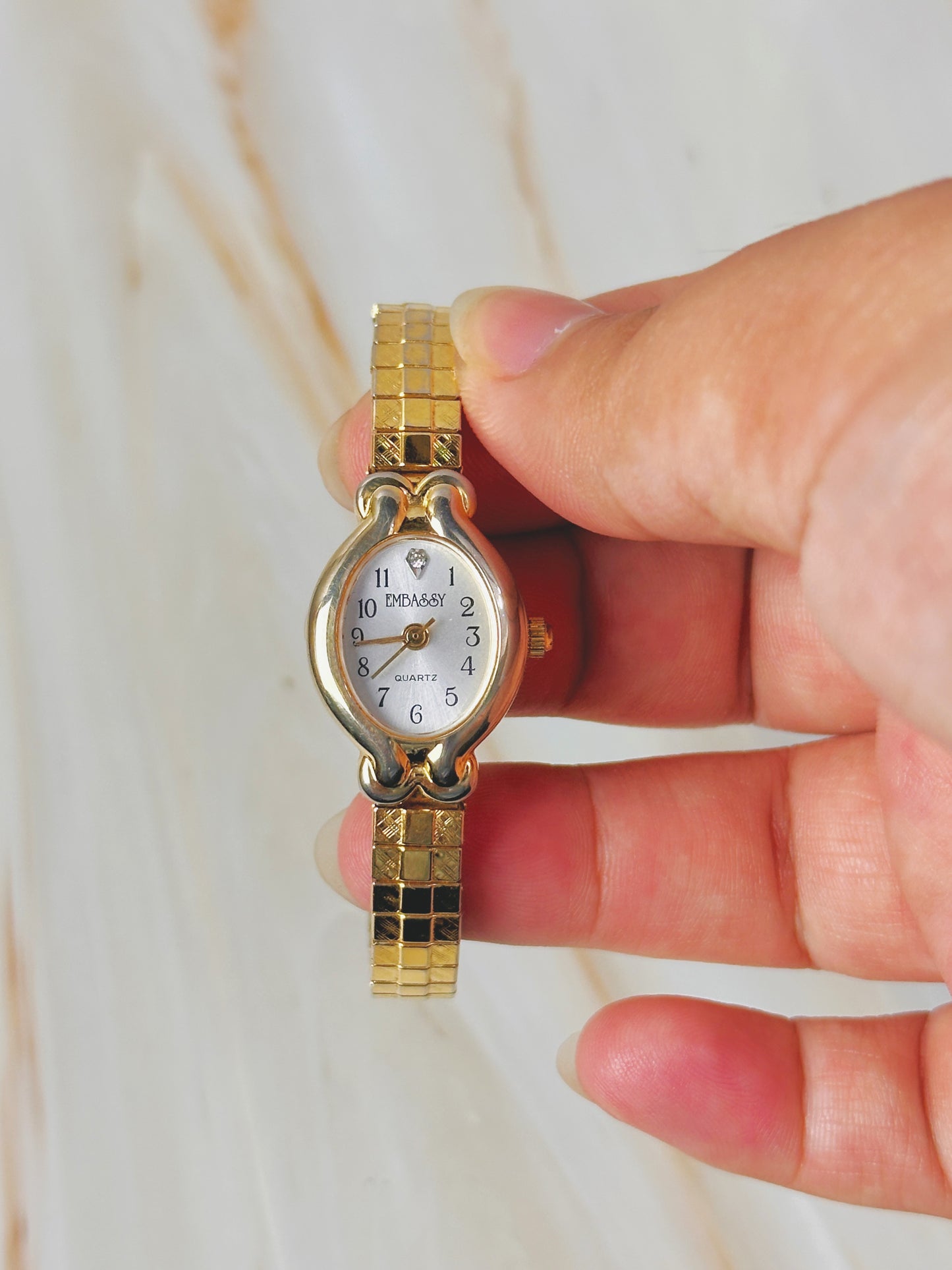 Embassy Women’s Gold Tone Oval Dress Watch – Diamond Accent – Quartz Bracelet Watch