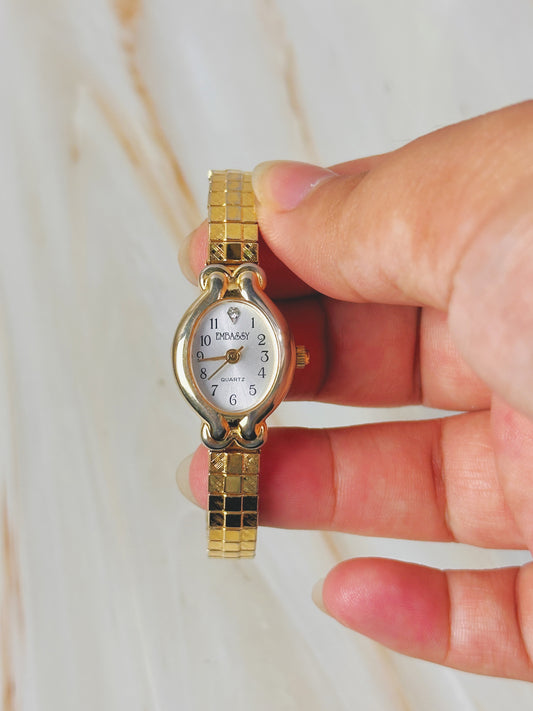 Embassy Women’s Gold Tone Oval Dress Watch – Diamond Accent – Quartz Bracelet Watch