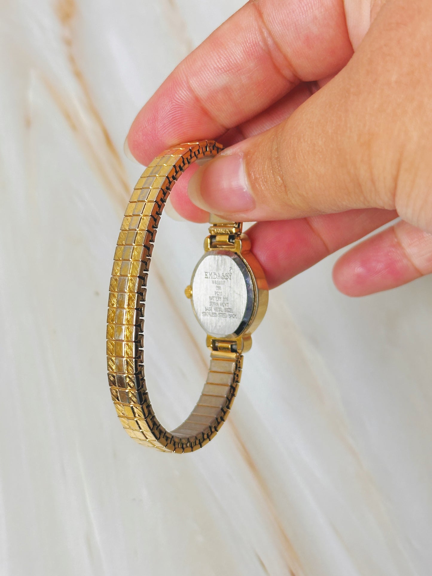 Embassy Women’s Gold Tone Oval Dress Watch – Diamond Accent – Quartz Bracelet Watch