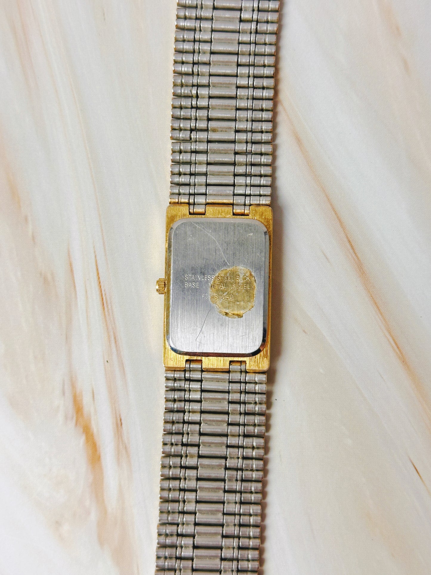Elgin Gold Tone Tank Style Watch – Diamond Accents – Quartz Dress Watch (Unisex)