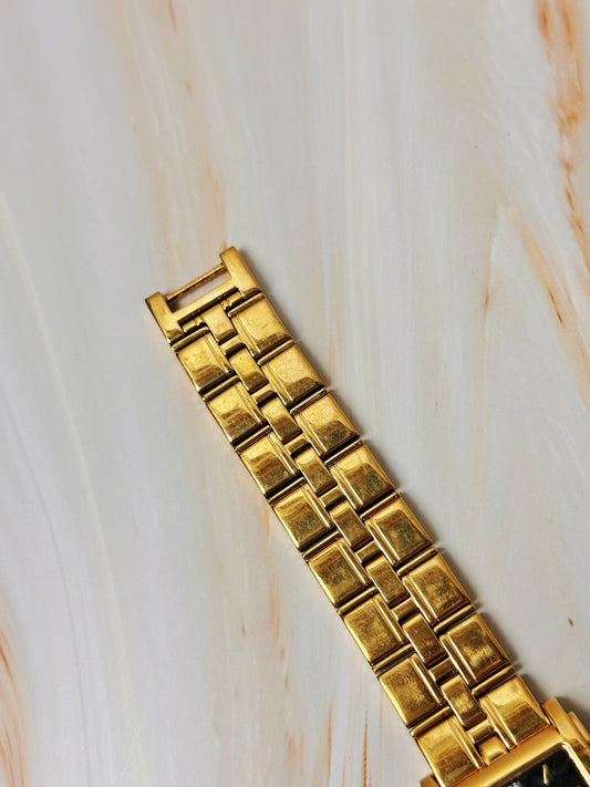 Caravelle by Bulova Women’s Gold Tone Tank Style Watch – Black Dial – Quartz Dress Watch