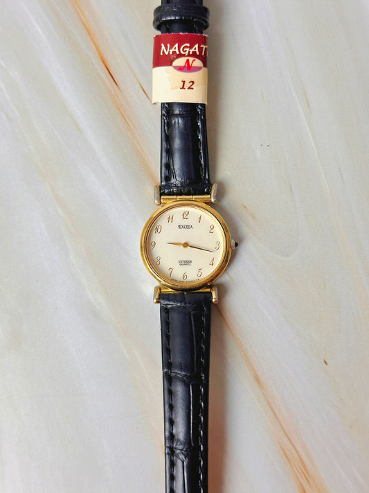 Citizen Excela Women’s Watch – Gold Tone Case – Quartz – Classic Arabic Dial – New Leather Strap