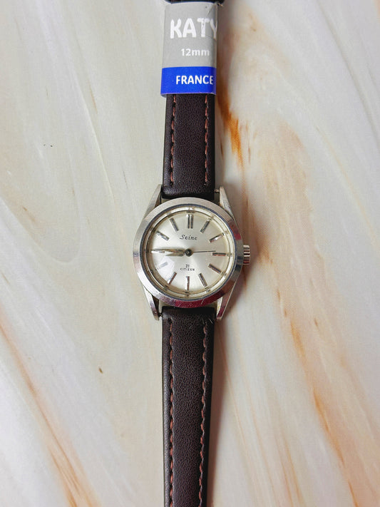 Vintage Citizen Seine Women’s Watch – 21 Jewels Mechanical – Stainless Steel – New Leather Strap