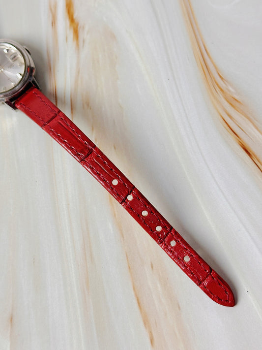 Vintage Seiko Automatic Women’s Watch – 17 Jewels Hi-Beat – Day Date – New Red Strap