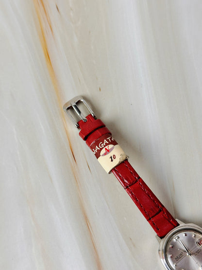 Vintage Seiko Automatic Women’s Watch – 17 Jewels Hi-Beat – Day Date – New Red Strap