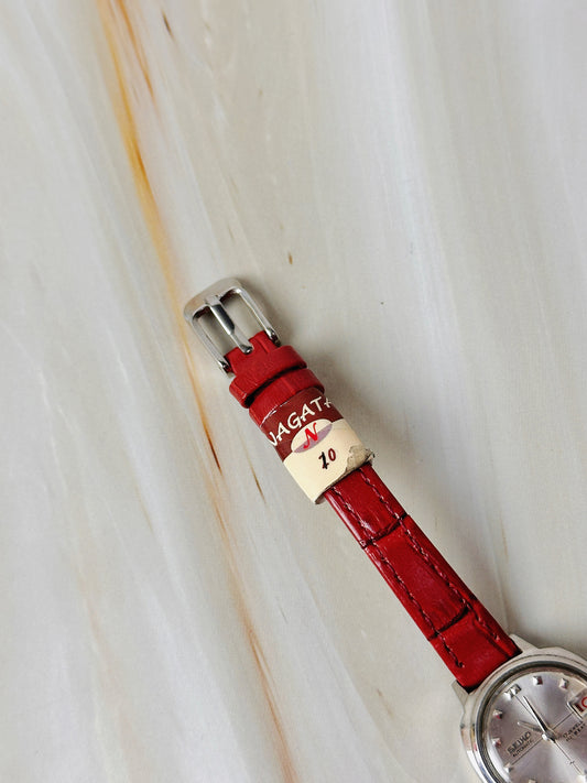Vintage Seiko Automatic Women’s Watch – 17 Jewels Hi-Beat – Day Date – New Red Strap