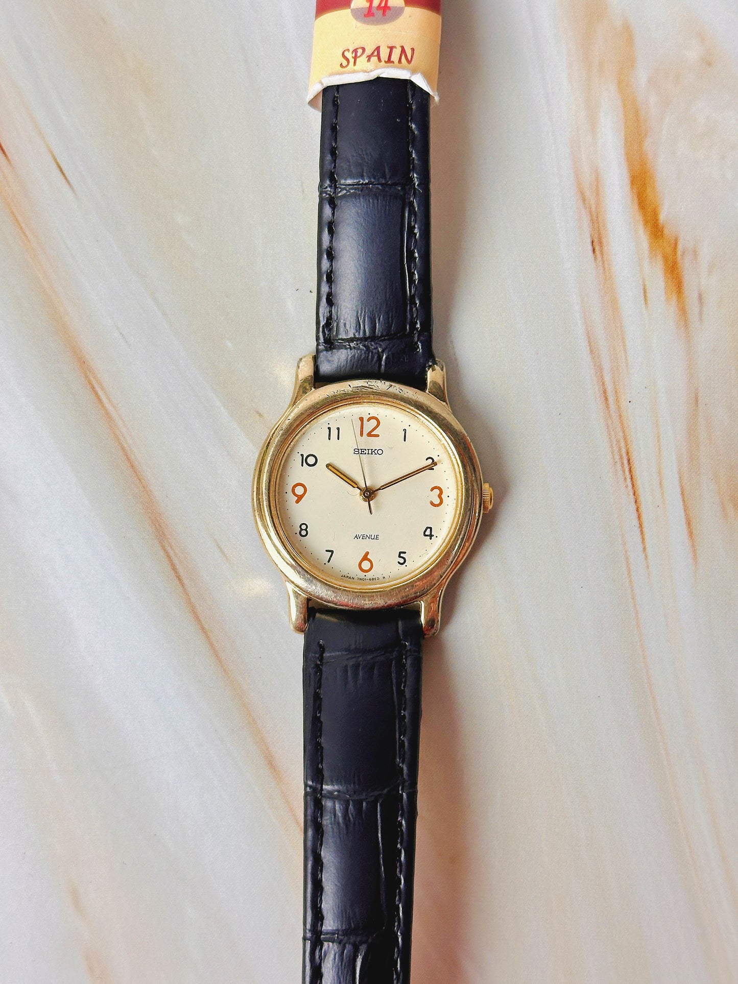 Seiko Avenue Women’s Watch – Gold Tone Case – Classic Arabic Dial – New Leather Strap