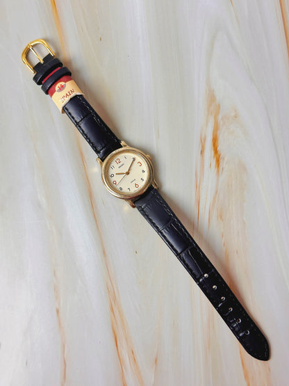 Seiko Avenue Women’s Watch – Gold Tone Case – Classic Arabic Dial – New Leather Strap