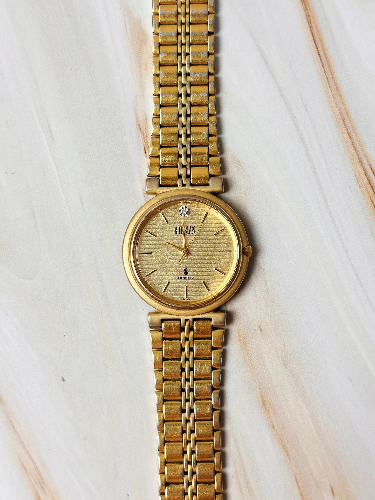 Bill Blass Women’s Watch – Gold Tone – Diamond Marker – Quartz – Vintage Dress Watch