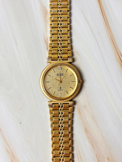 Bill Blass Women’s Watch – Gold Tone – Diamond Marker – Quartz – Vintage Dress Watch