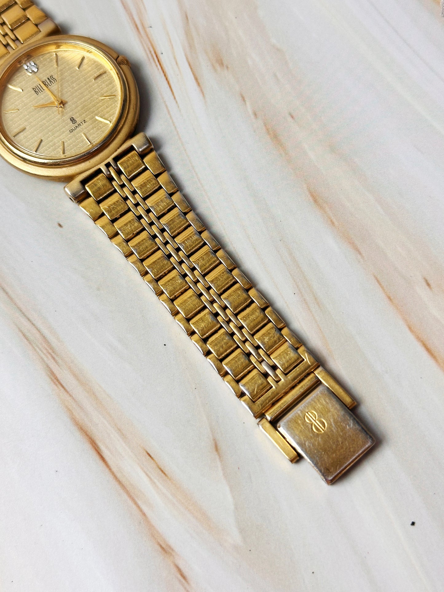 Bill Blass Women’s Watch – Gold Tone – Diamond Marker – Quartz – Vintage Dress Watch