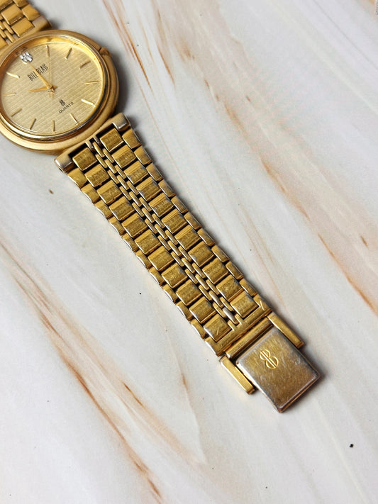 Bill Blass Women’s Watch – Gold Tone – Diamond Marker – Quartz – Vintage Dress Watch