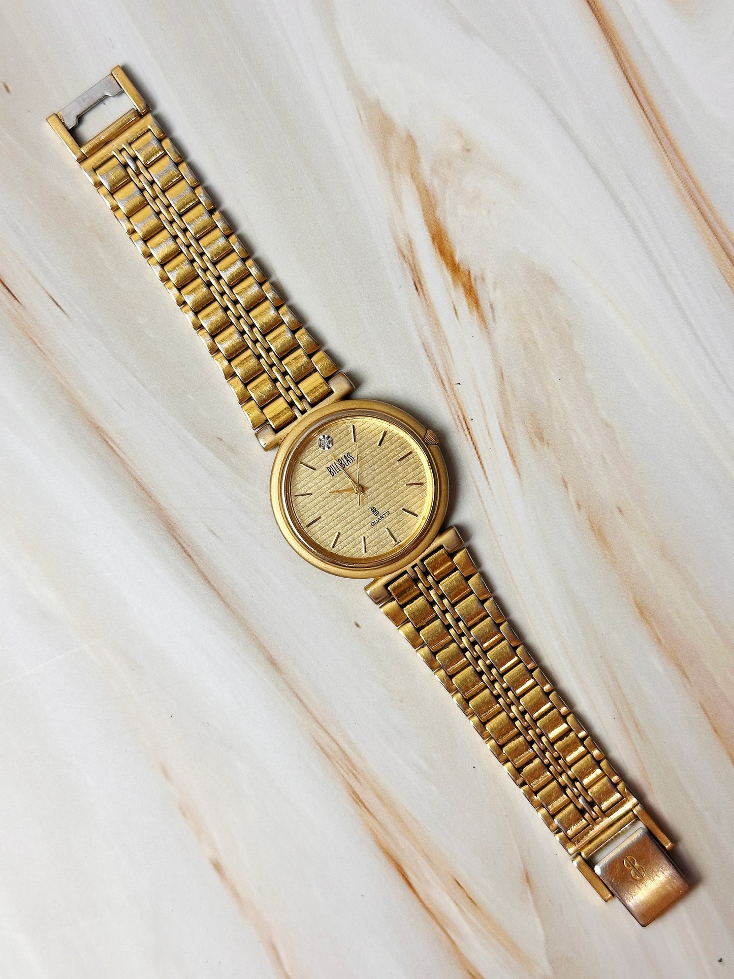 Bill Blass Women’s Watch – Gold Tone – Diamond Marker – Quartz – Vintage Dress Watch