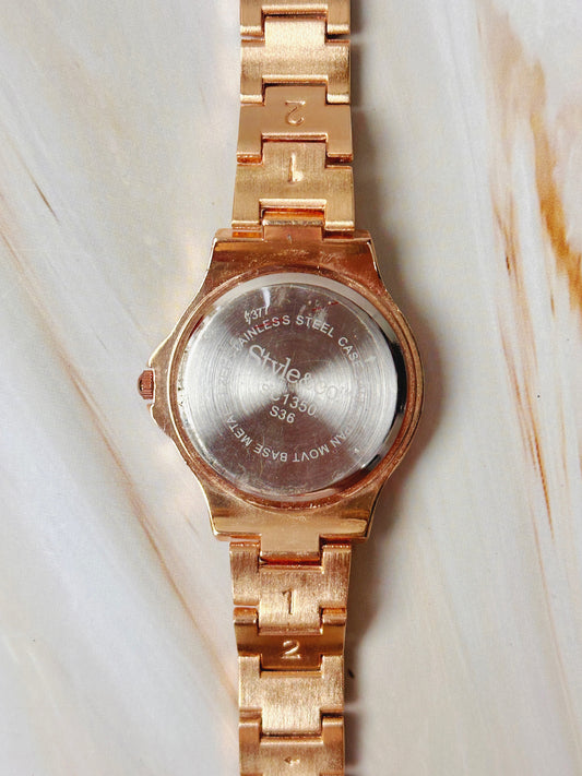 Style & Co Women’s Watch – Purple Dial – Crystal Bezel – Rose Gold Tone Bracelet