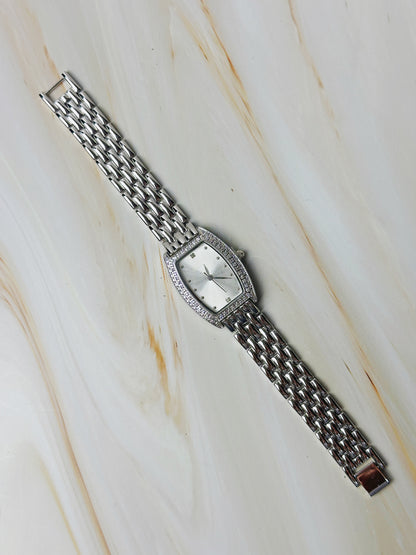 Ladies Dress Watch – Silver Tone – Crystal Bezel – Bracelet – With Box