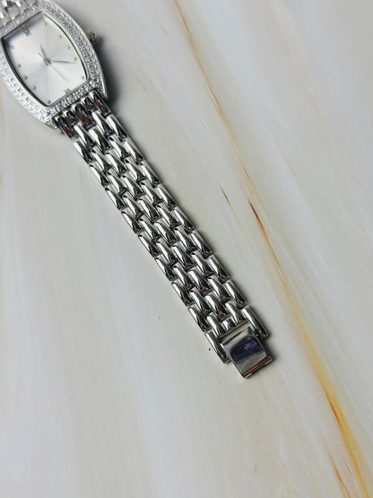 Ladies Dress Watch – Silver Tone – Crystal Bezel – Bracelet – With Box
