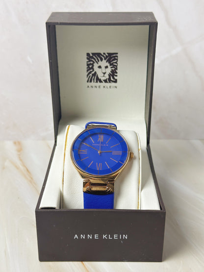 Anne Klein Ladies Watch – Blue Dial & Strap – Rose Gold Tone – Minimalist – With Box