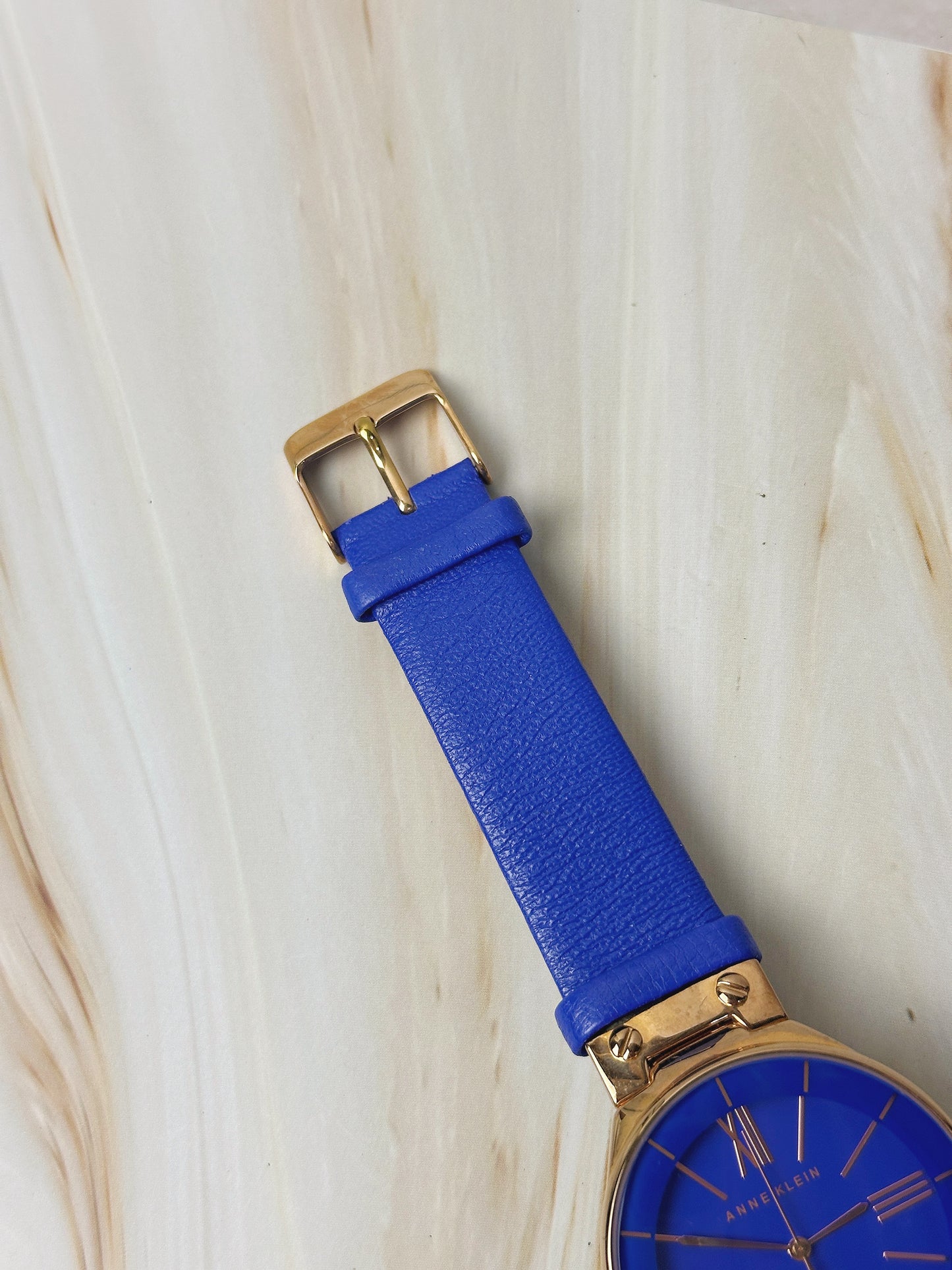 Anne Klein Ladies Watch – Blue Dial & Strap – Rose Gold Tone – Minimalist – With Box