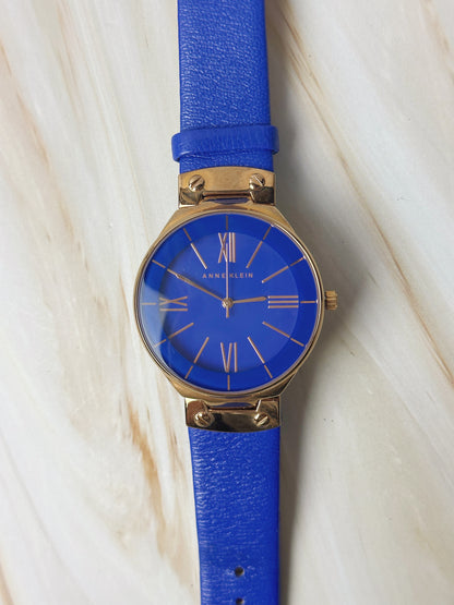 Anne Klein Ladies Watch – Blue Dial & Strap – Rose Gold Tone – Minimalist – With Box