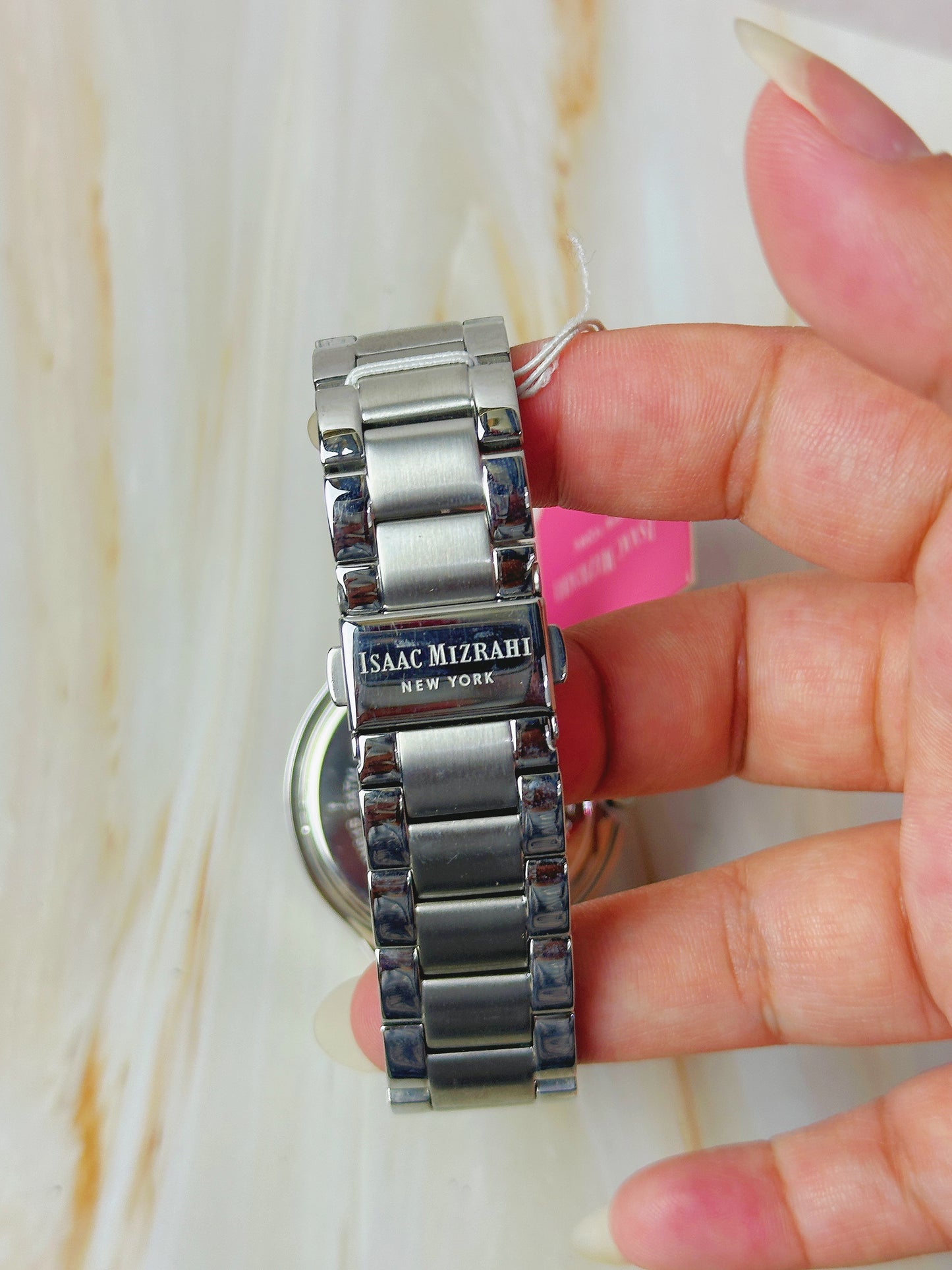 Isaac Mizrahi New York Ladies Watch – Silver Tone – Crystal Bezel – Roman Dial – With Box
