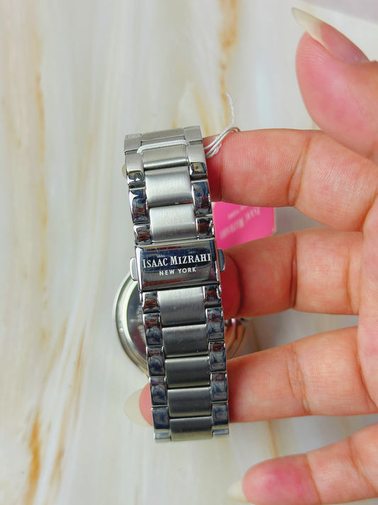 Isaac Mizrahi New York Ladies Watch – Silver Tone – Crystal Bezel – Roman Dial – With Box