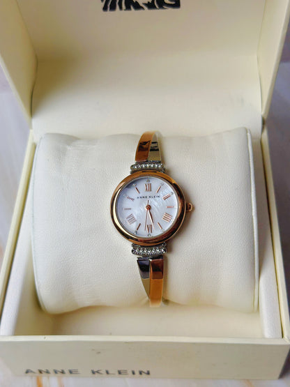 Anne Klein Ladies Watch Set – Rose Gold Tone – Crystal Accents – 3-Piece Set – With Original Box