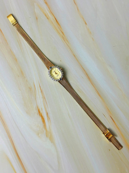 Armitron Diamond Quartz Ladies Watch – Gold Tone Mesh Bracelet – Crystal Bezel