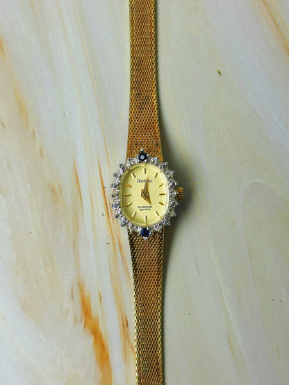 Armitron Diamond Quartz Ladies Watch – Gold Tone Mesh Bracelet – Crystal Bezel