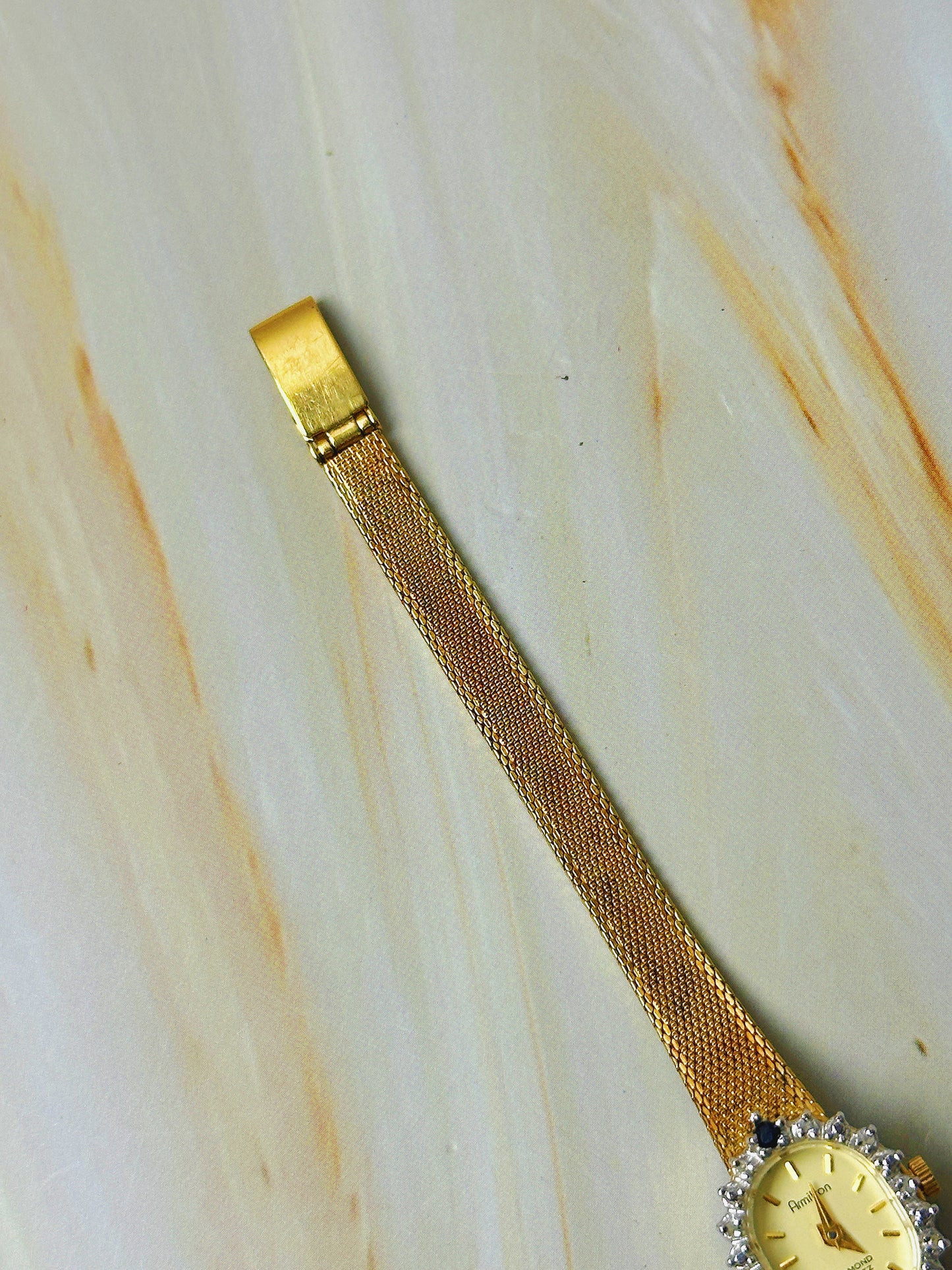 Armitron Diamond Quartz Ladies Watch – Gold Tone Mesh Bracelet – Crystal Bezel