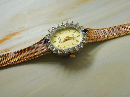 Armitron Diamond Quartz Ladies Watch – Gold Tone Mesh Bracelet – Crystal Bezel