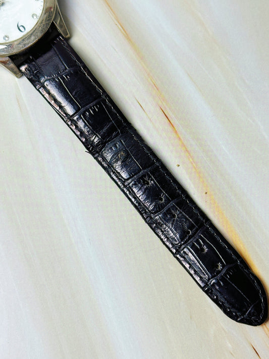 Style & Co. Ladies Watch – Crystal Markers – Mother of Pearl Dial – Black Leather Strap