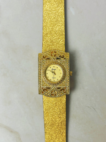 Vintage Jacomo Ladies Watch – Gold Tone Filigree Bracelet – Ornate Design – Quartz