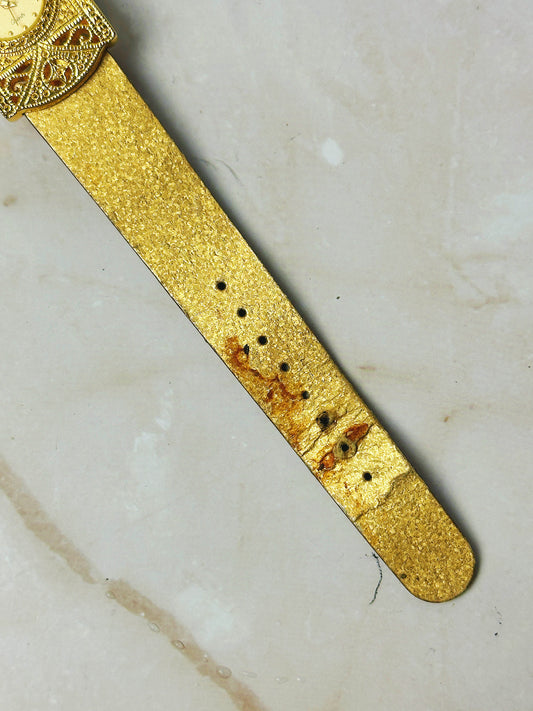 Vintage Jacomo Ladies Watch – Gold Tone Filigree Bracelet – Ornate Design – Quartz
