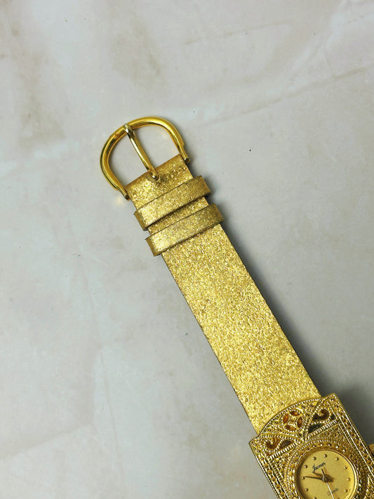 Vintage Jacomo Ladies Watch – Gold Tone Filigree Bracelet – Ornate Design – Quartz