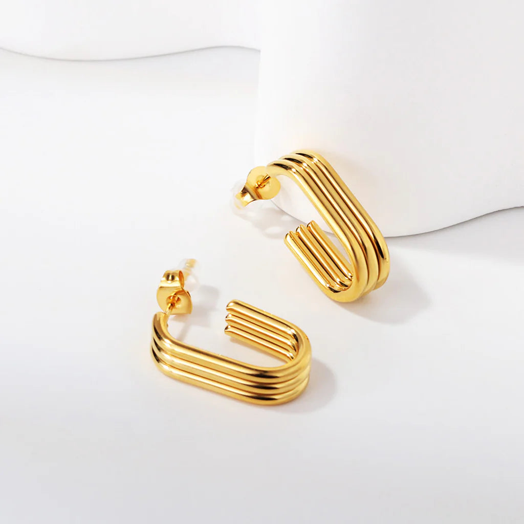Geometric Multi-Bar Hoop Earrings
