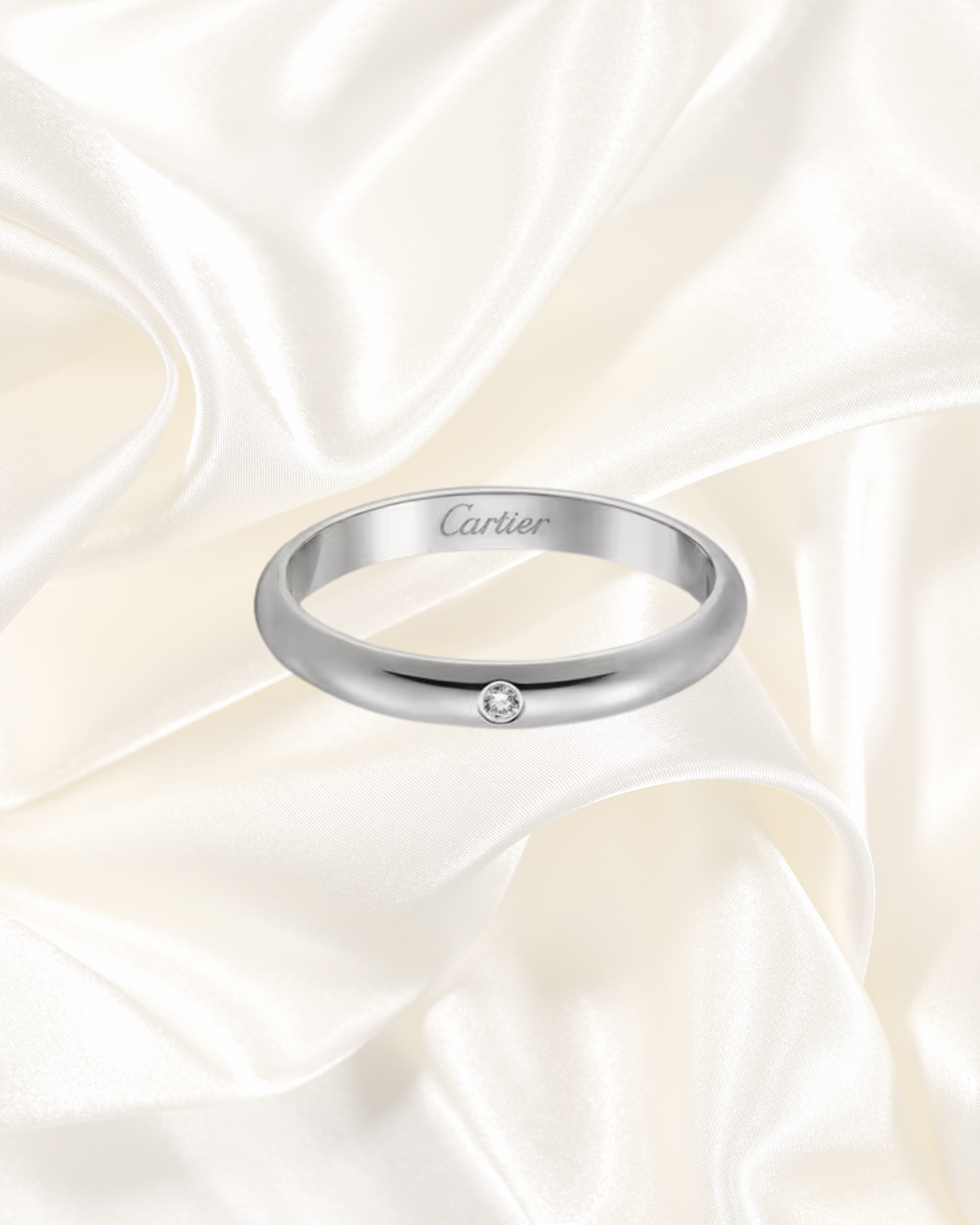 Cartier 1895 Wedding Band – Platinum, 2.6 mm with 1 Diamond
