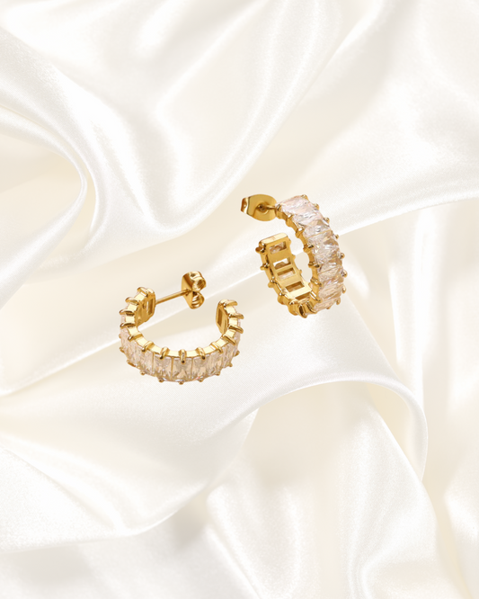 Baguette Crystal Hoop Earrings